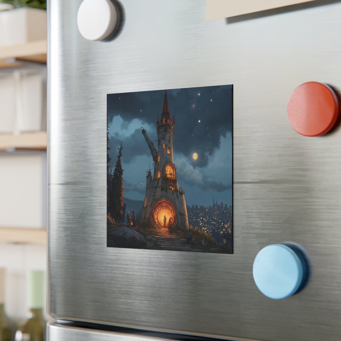 Moonlit Observatory Tower Magnet – Whispers of the Starry Sky