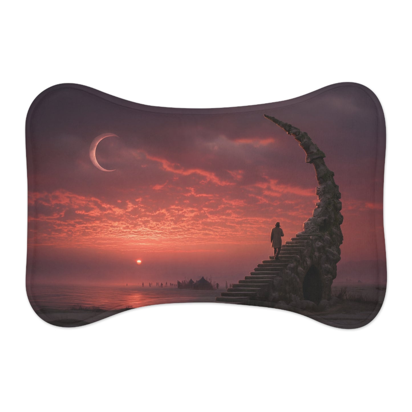 Twilight Staircase Pet Feeding Mats – Mossy Steps to the Horizon