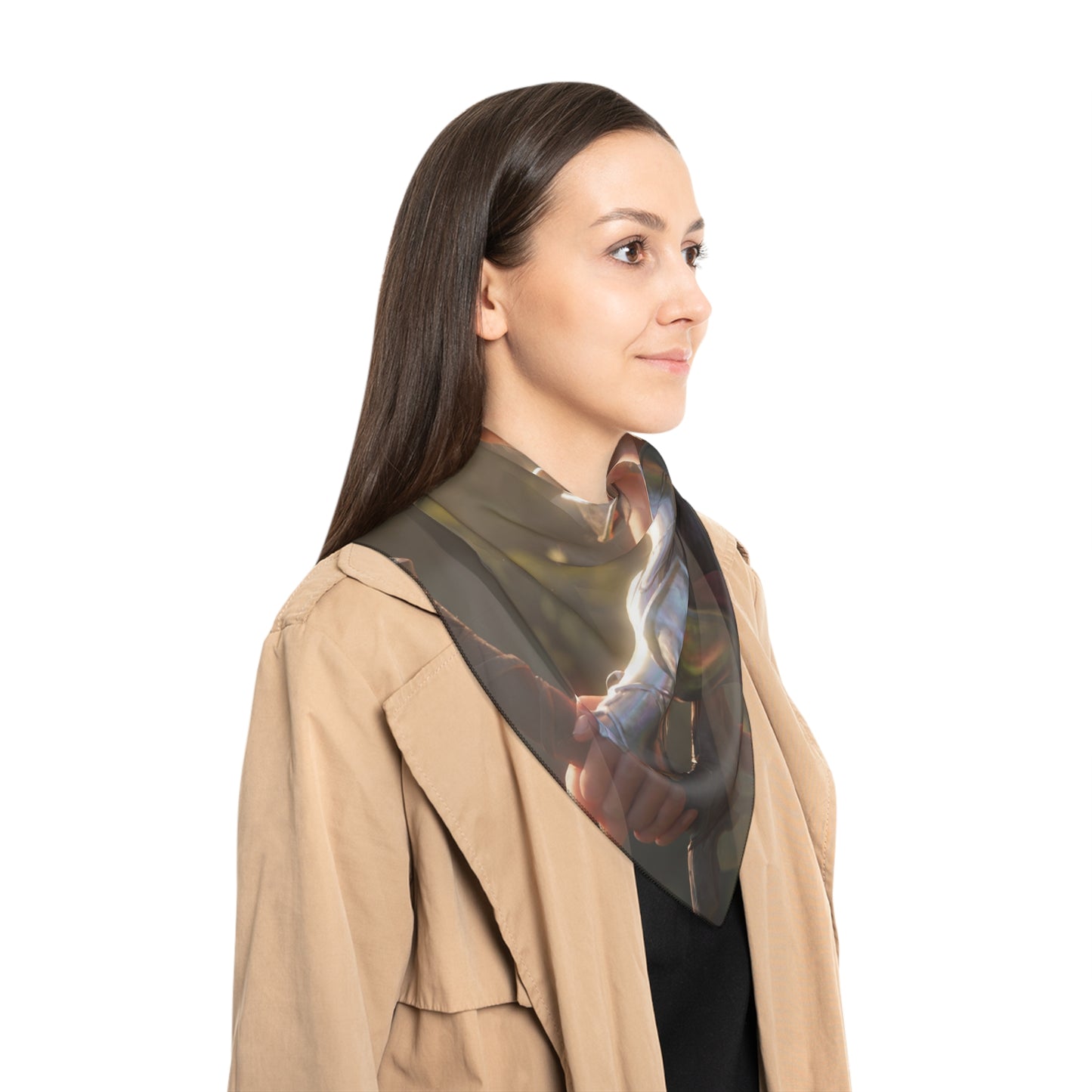 Elven Sentinel with Dragon Companion Poly Scarf – Sunlit Grove Quietude