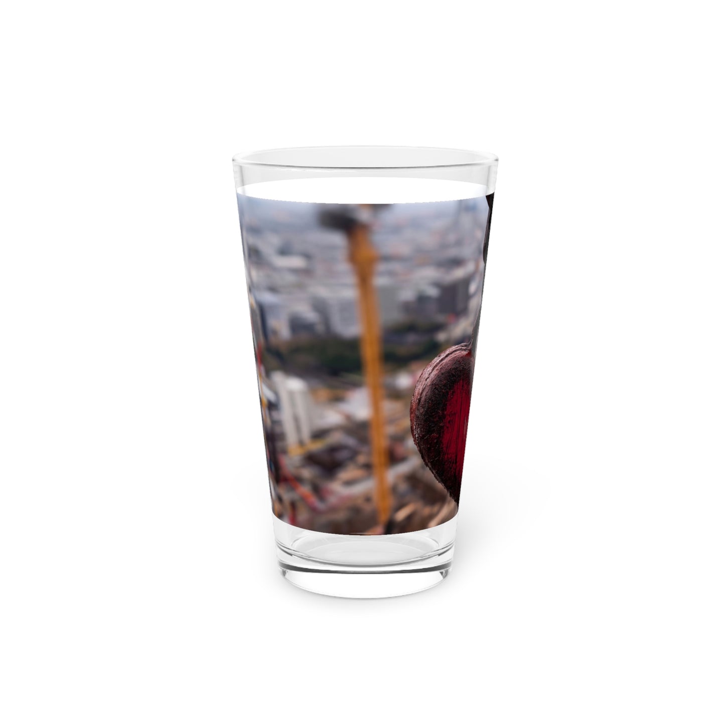 Heart of Steel Pint Glass, 16oz – Suspended in Urban Skyline