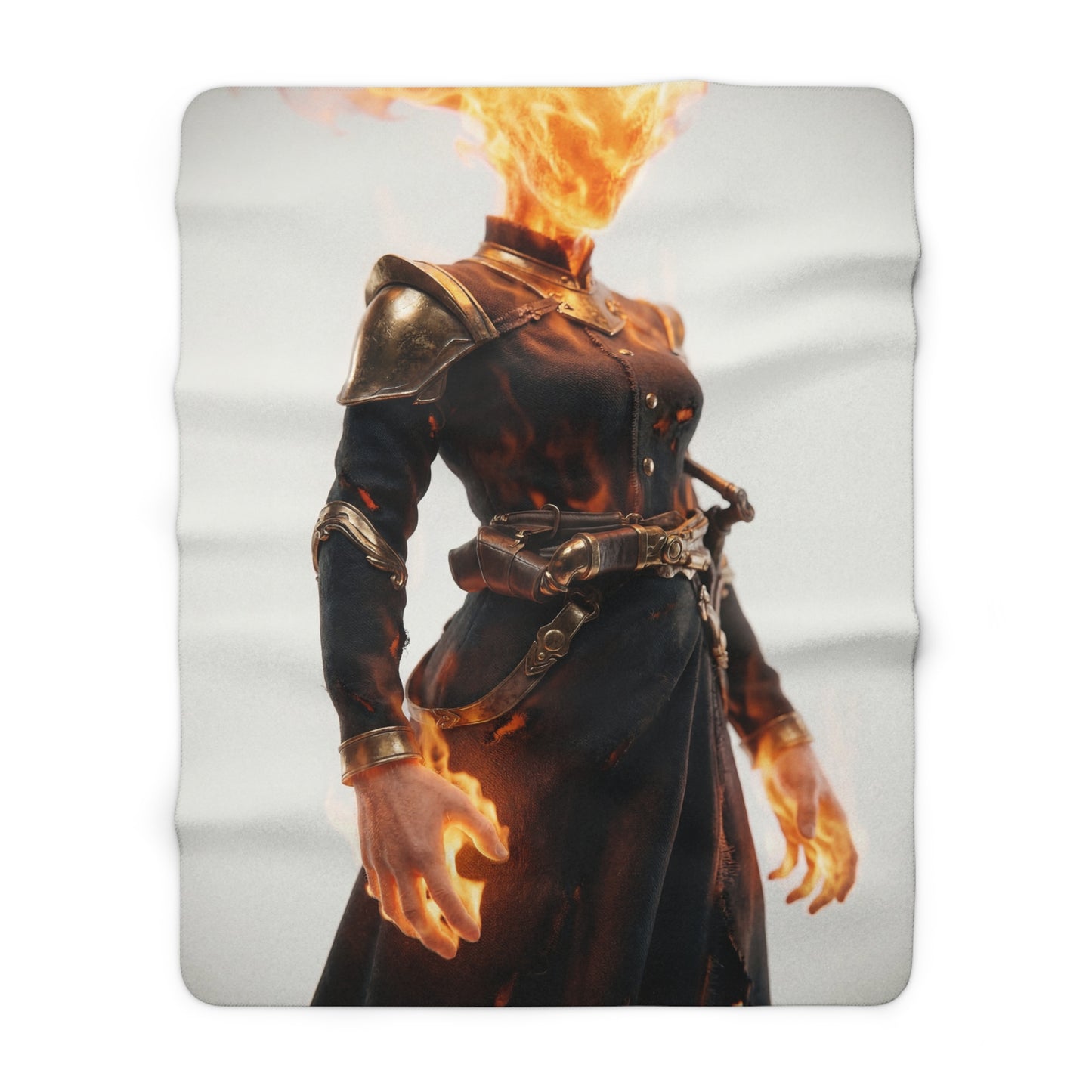 Flame-Headed Sentinel Sherpa Fleece Blanket – Ash and Ember Armor