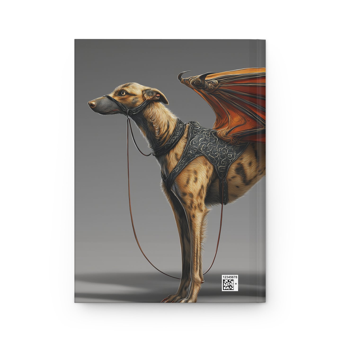 Winged Greyhound Journal Matte – Amber Dragon Wings and Leather Harness