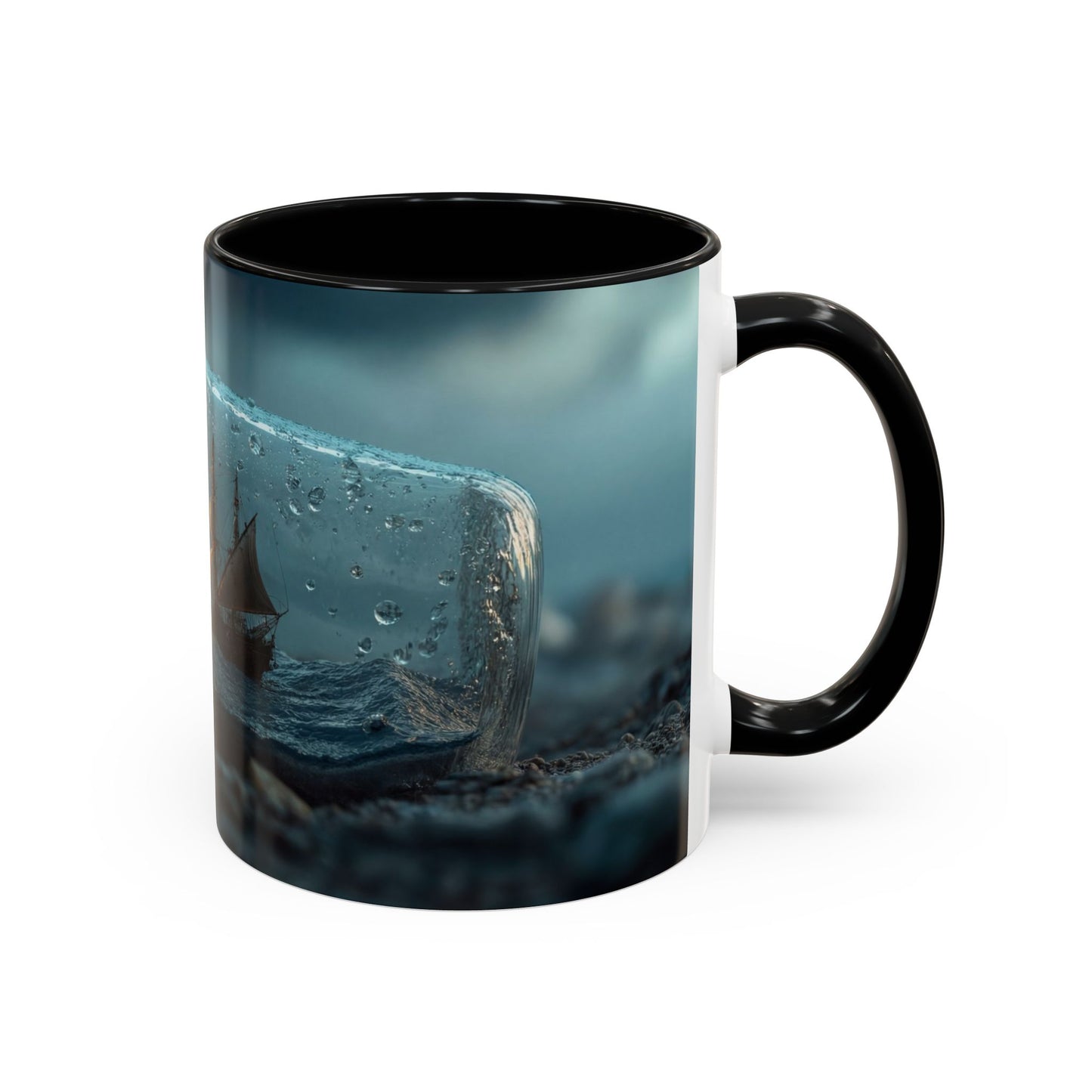 Stormbound Galleon Accent Coffee Mug (11, 15oz) – Bottle of Sea and Lightning