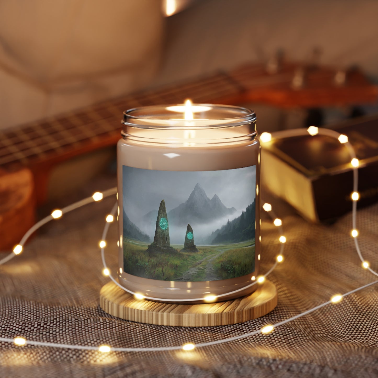 Ancient Portal Stones Scented Soy Candles with White Lid, 9oz – Whispering Mist Pathway