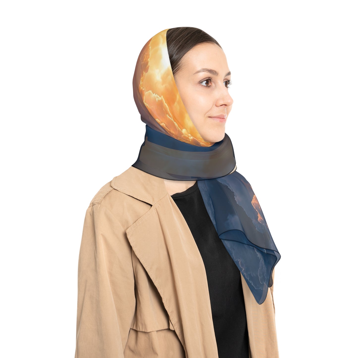 Rocket Through Sunrise Clouds Poly Scarf – Dawn’s First Launch