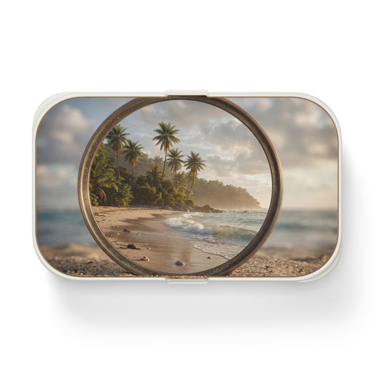 Tropical Mirage Bento Lunch Box – Seaside Serenity Through a Lens