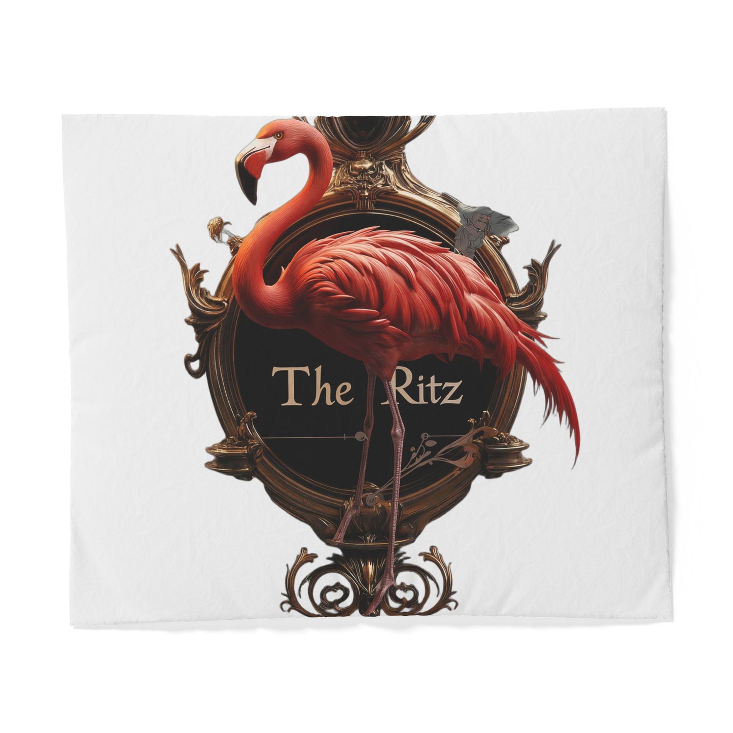 Royal Flamingo Manor Sign Duvet Cover – Victorian Gilded Elegance