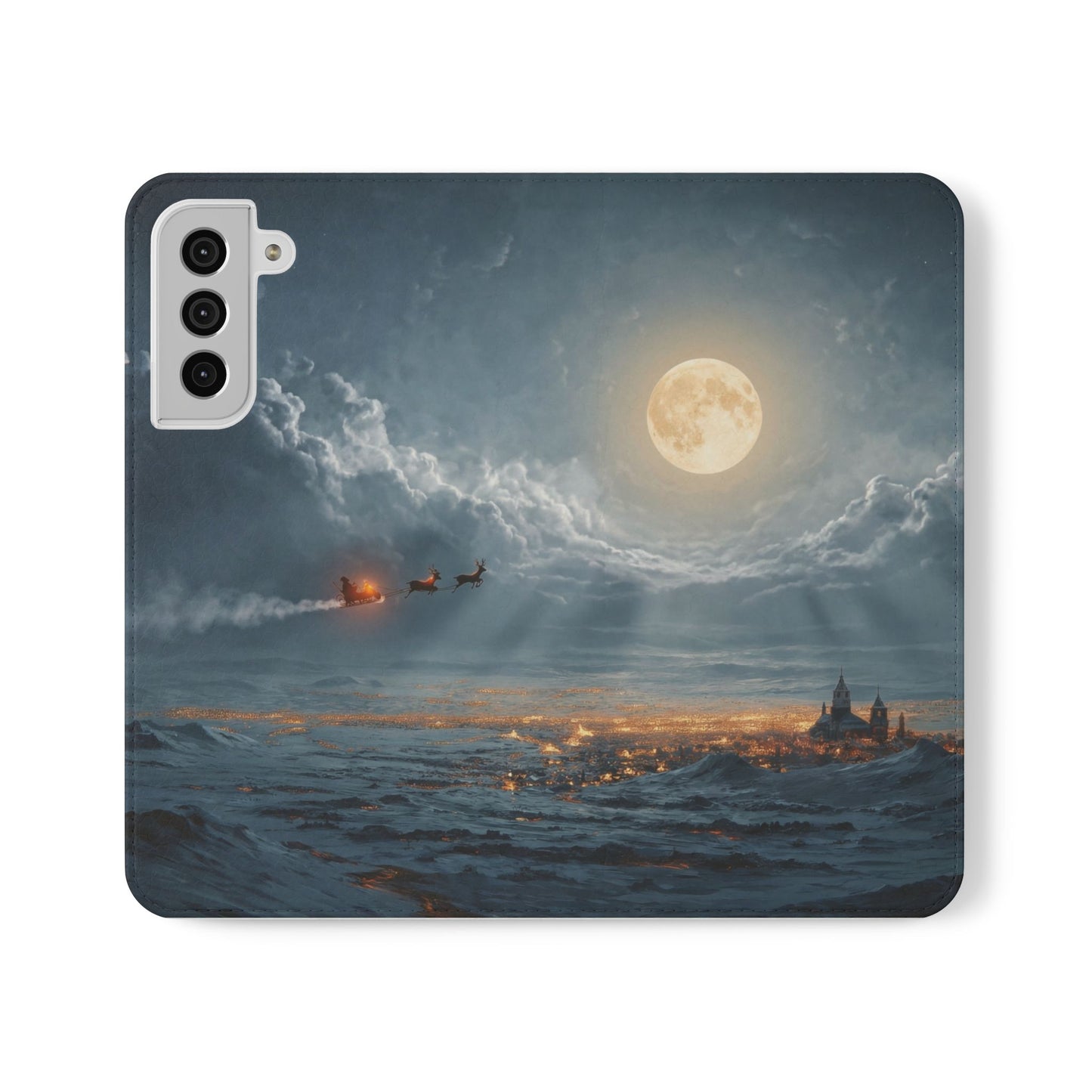 Moonlit Sleigh Flip Cases – Northern Lights Winter Journey