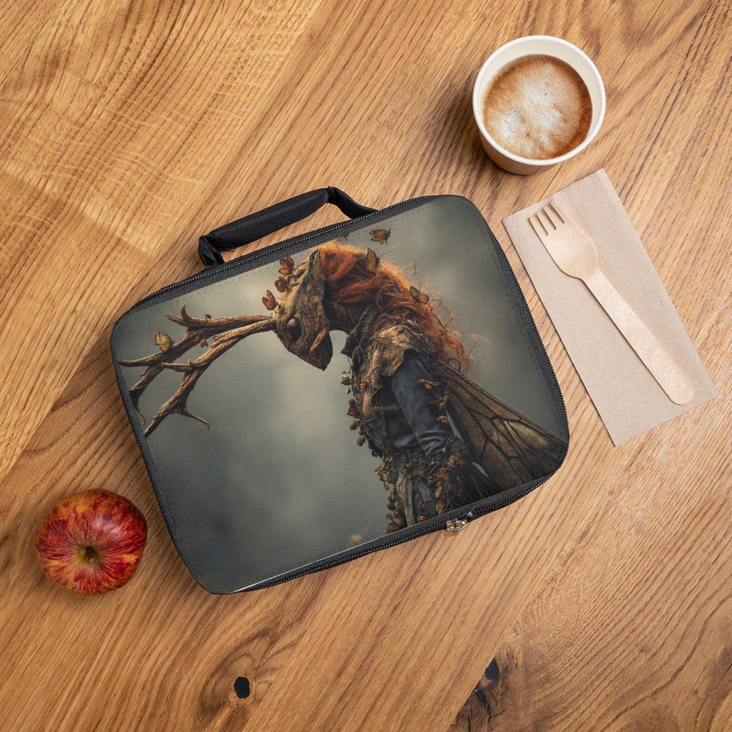 Forest Spirit with Butterfly Antlers Lunch Bag – Whispers of the Mossy Glade
