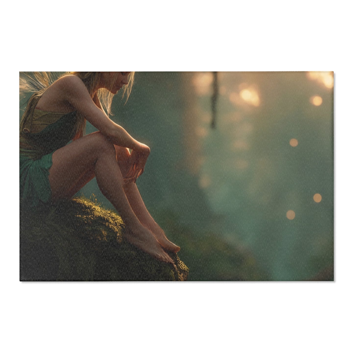 Forest Fairy by the Stream Area Rug – Golden Hour Whispers