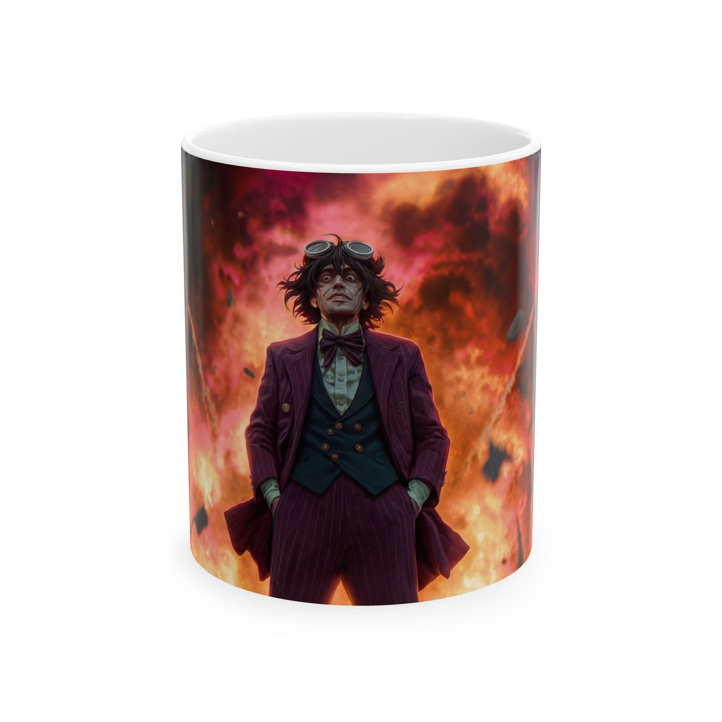 Explosive Goggles Gentleman Ceramic Mug – (11oz, 15oz) Crimson Sky Disruption