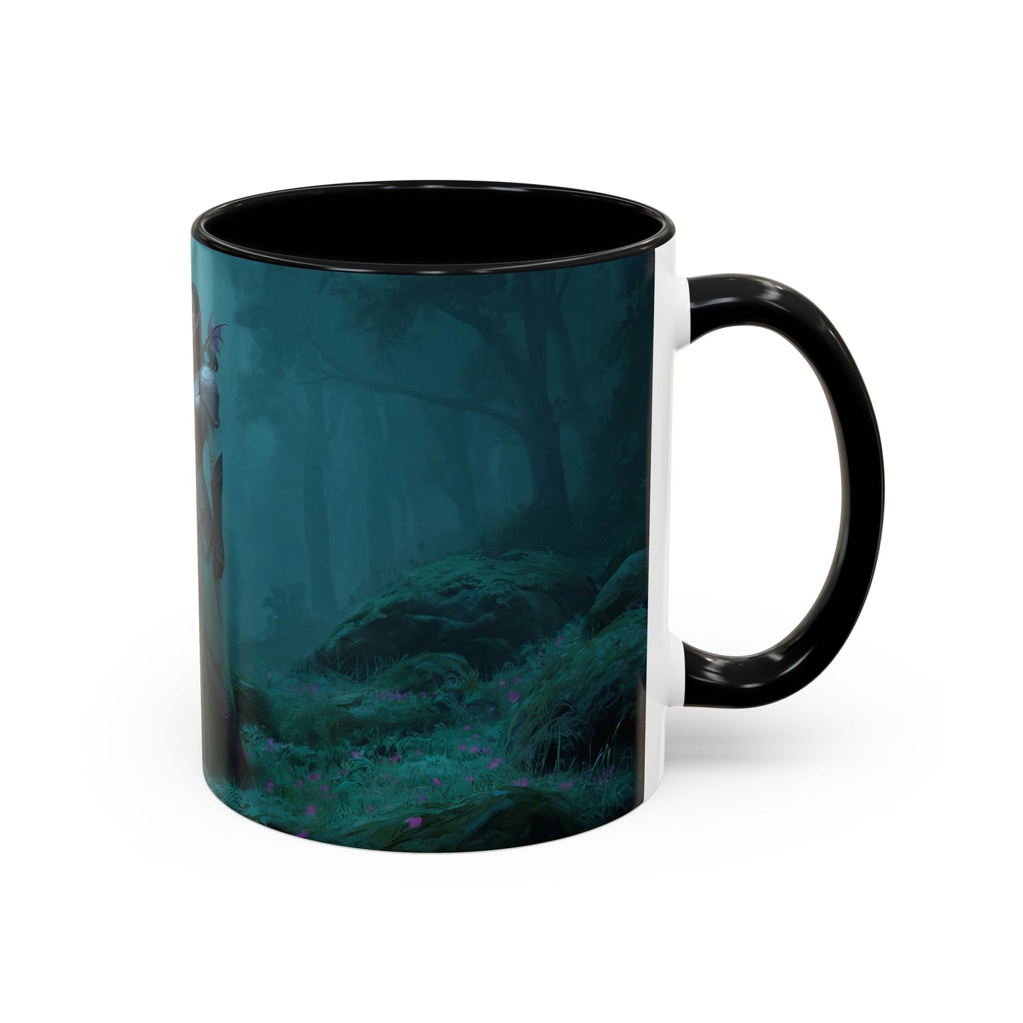 Glowing Sword Elf Sentinel Accent Coffee Mug (11, 15oz) – Misty Forest Guardian