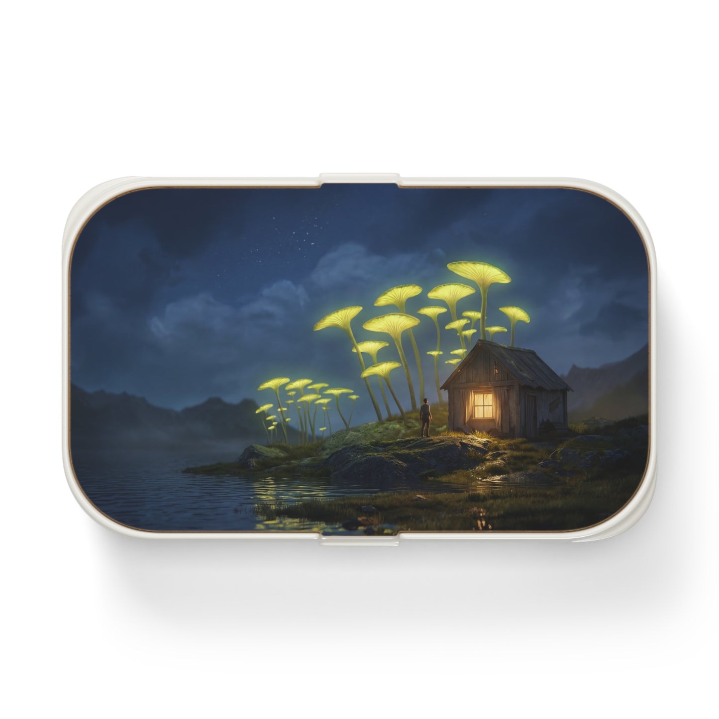 Glowing Mushroom Cabin Bento Lunch Box – Night’s Quiet Sanctuary