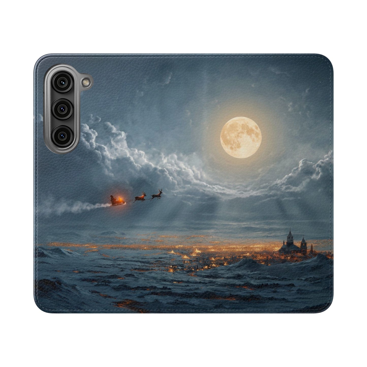 Moonlit Sleigh Flip Cases – Northern Lights Winter Journey