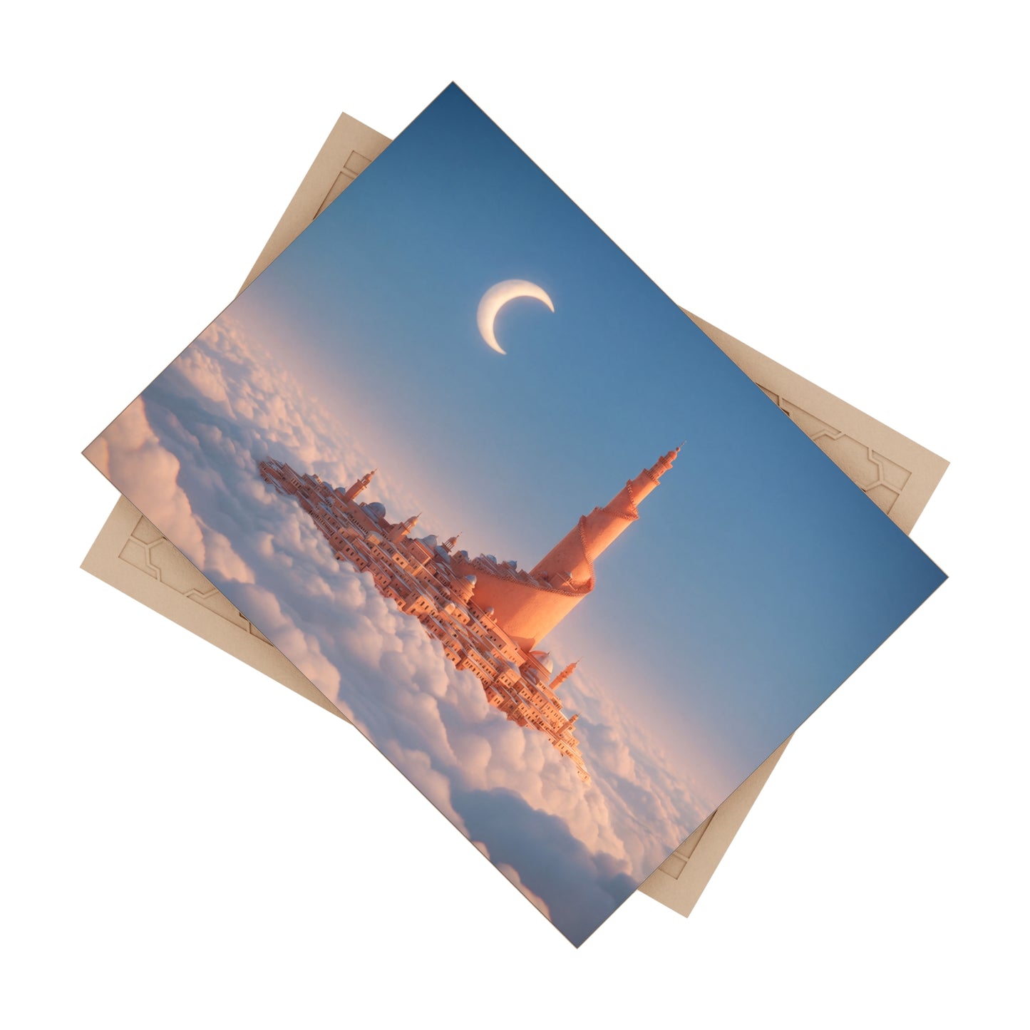 Cloud City Mosque Tile – Crescent Moon Above Floating Mosque