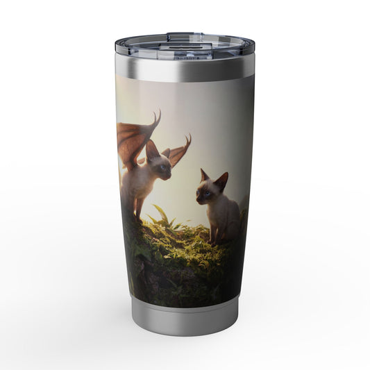 Winged Siamese Twin Cats Tumbler – Dawn’s Whispering Grove