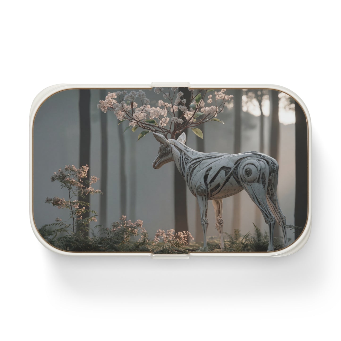 Mechanical Deer with Blossoming Antlers Bento Lunch Box – Whimsical Forest Guardian