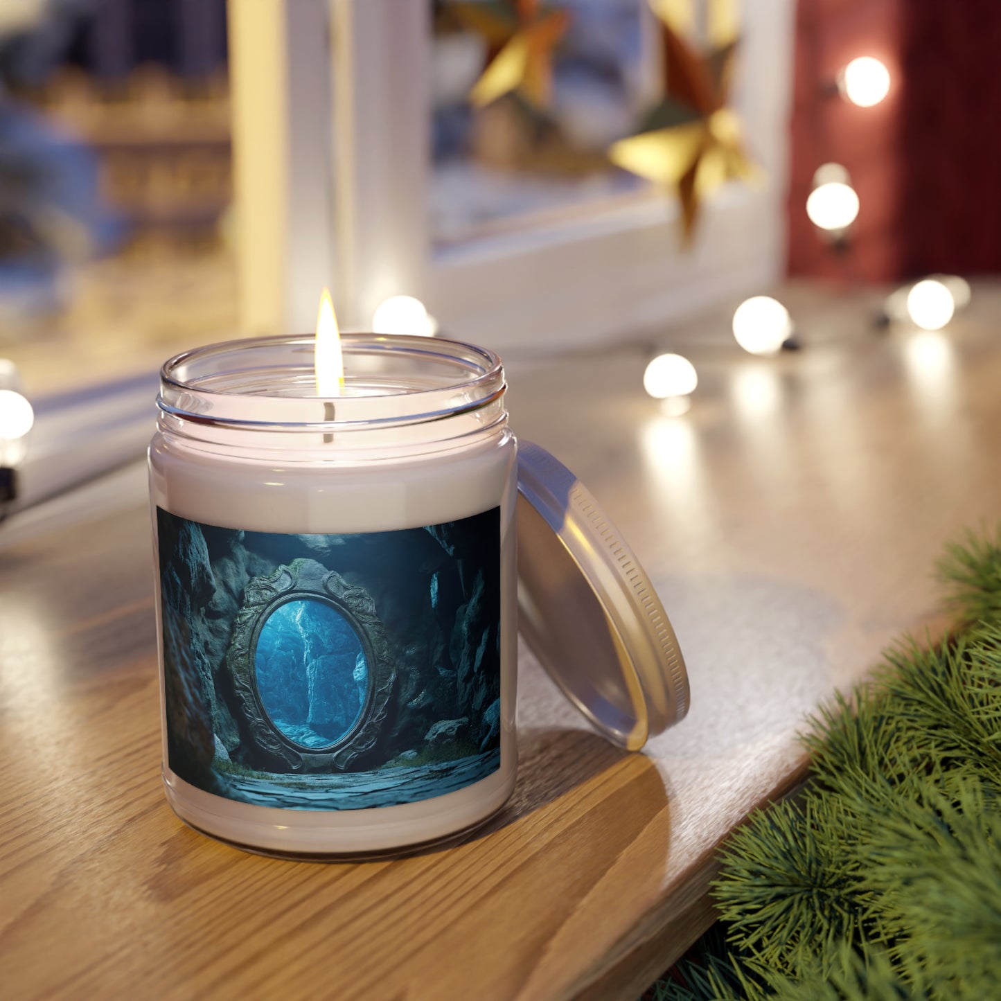 Mirror Portal Scented Soy Candles with White Lid, 9oz – Azure Abyss Gateway