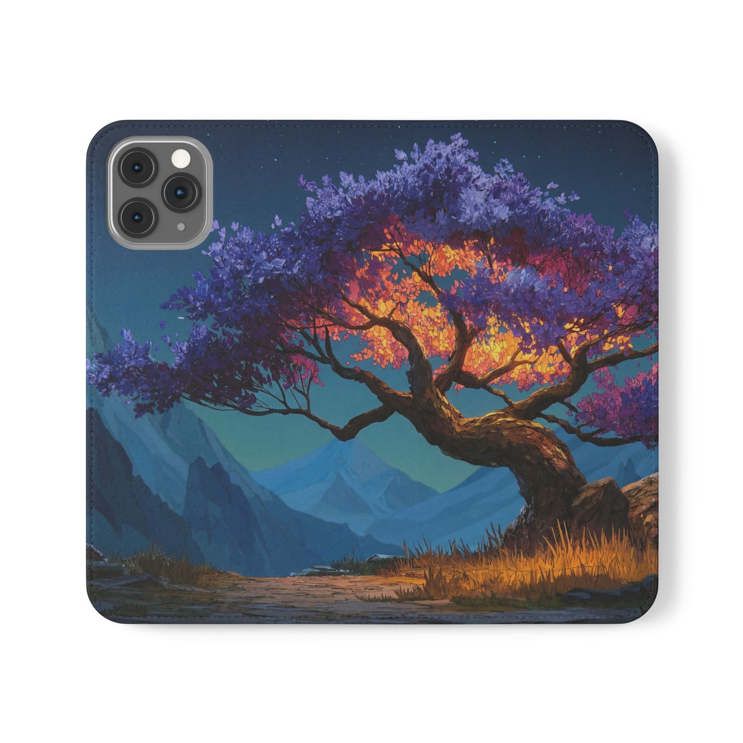Violet Flame Tree Flip Cases – Twilight Mountain Glow Case