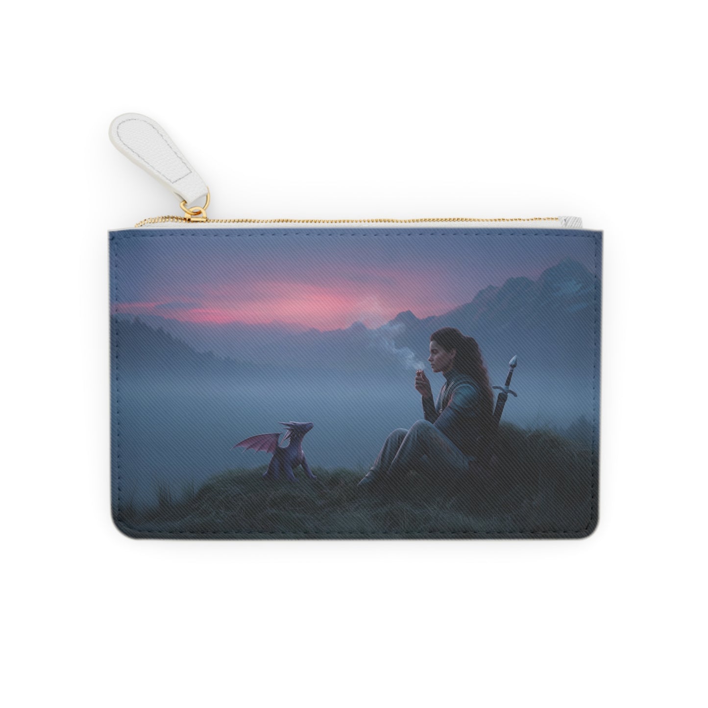 Twilight Sentinel Mini Clutch Bag – Mountain Mist and Dragon Companion