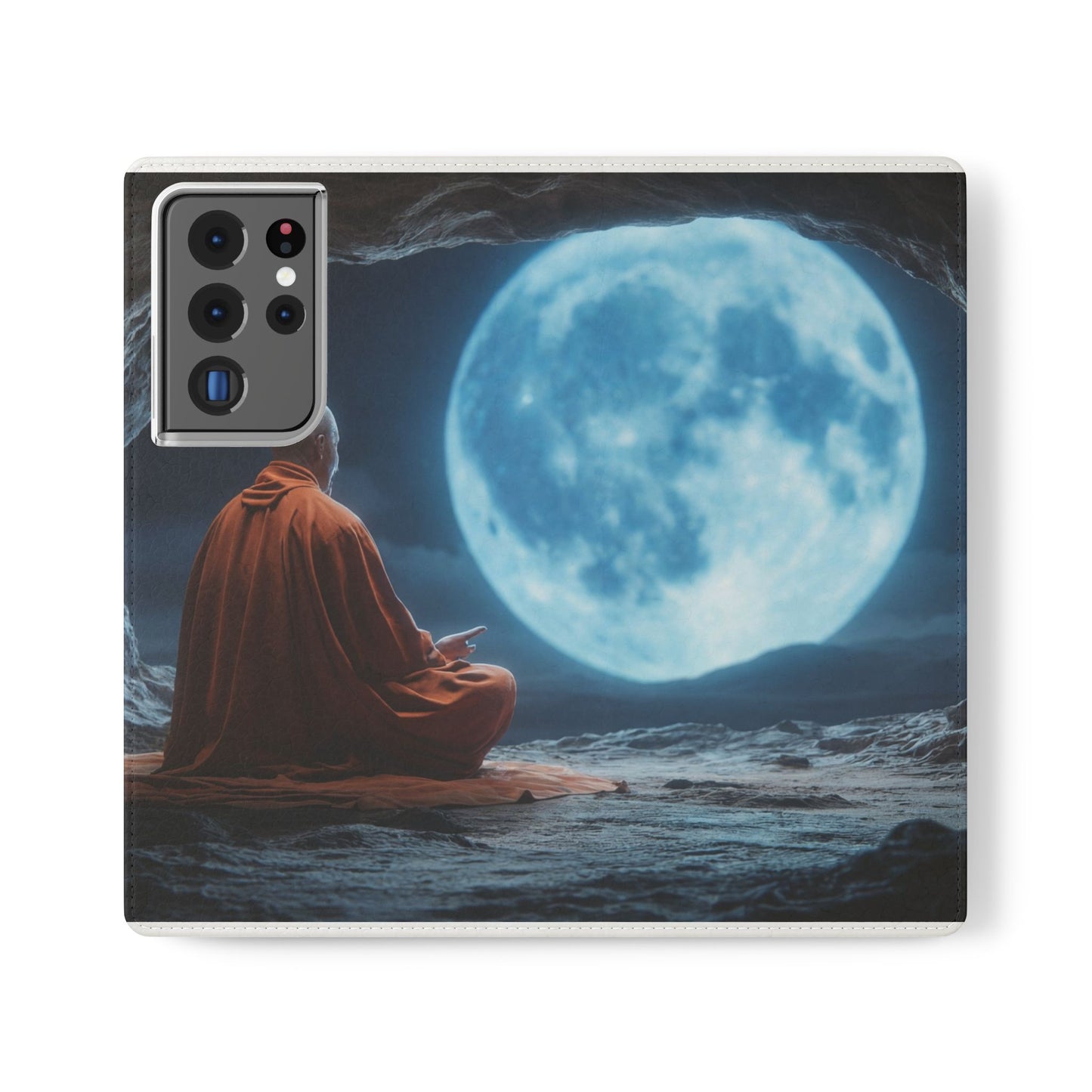 Lunar Meditation Flip Cases – Serene Monk Under Moonlight