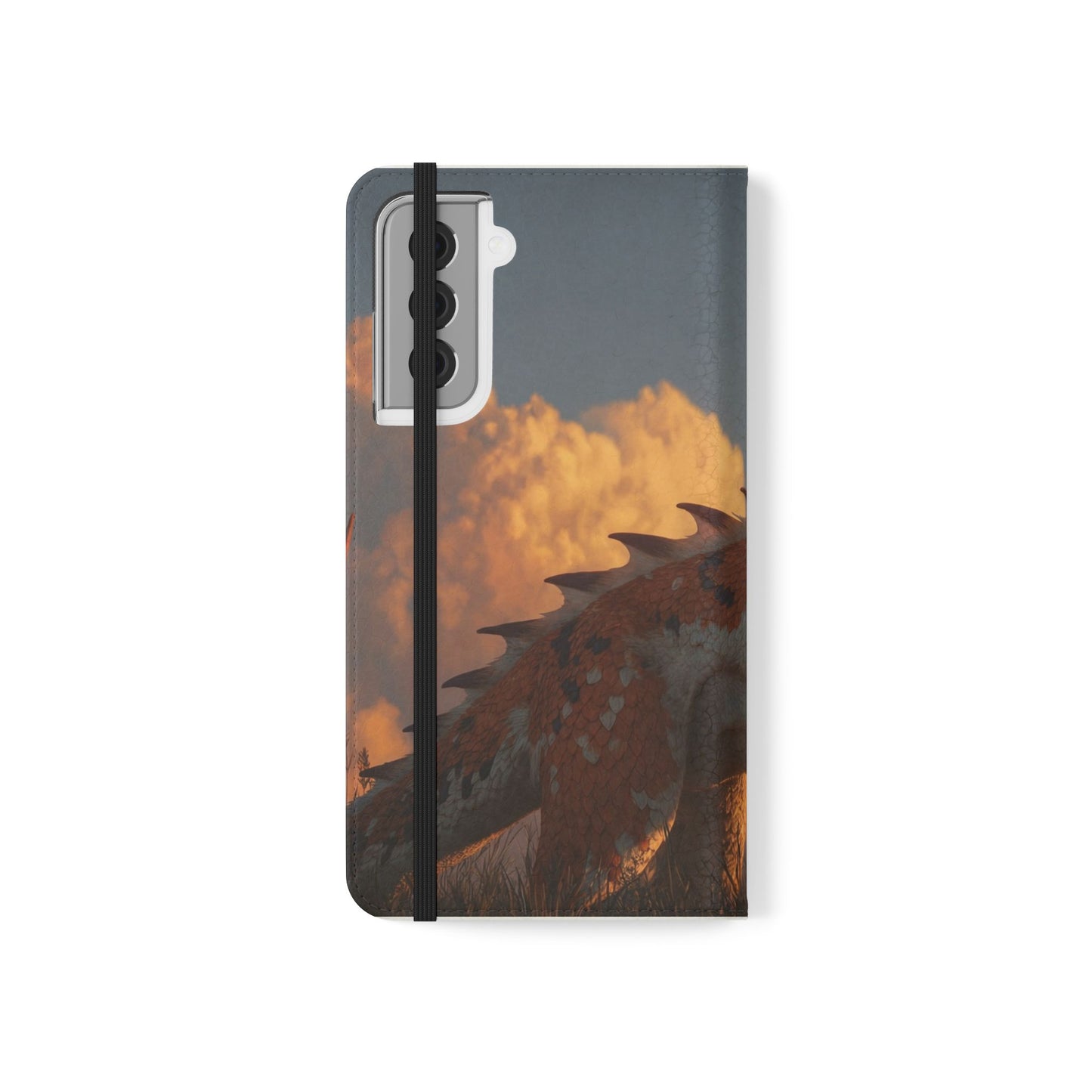 Gilded Dragon Flip Cases – Amber Sunset Guardian