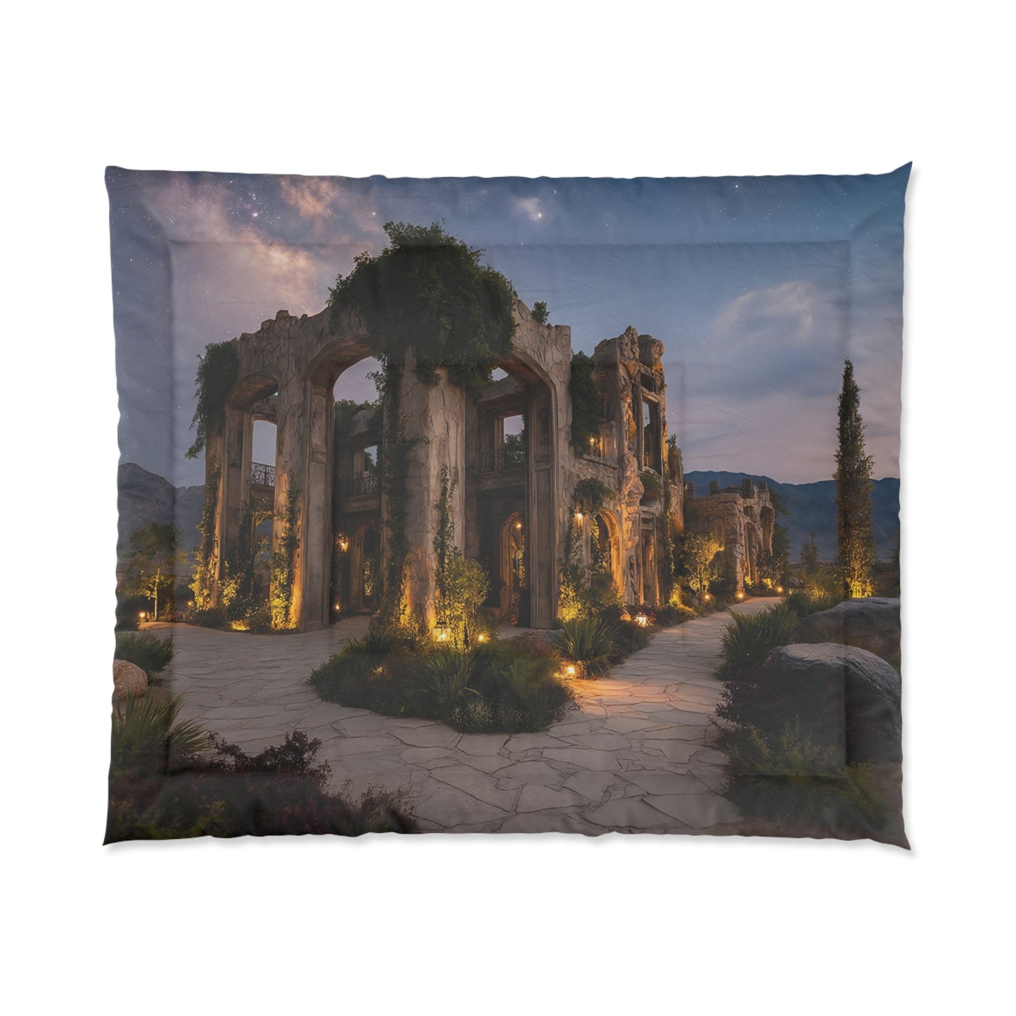 Starlit Ruins Comforter – Whispering Stone Path Under银河