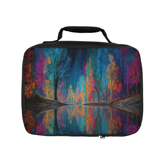 Chromatic Forest Reflection Lunch Bag – Midnight Rainbow Grove