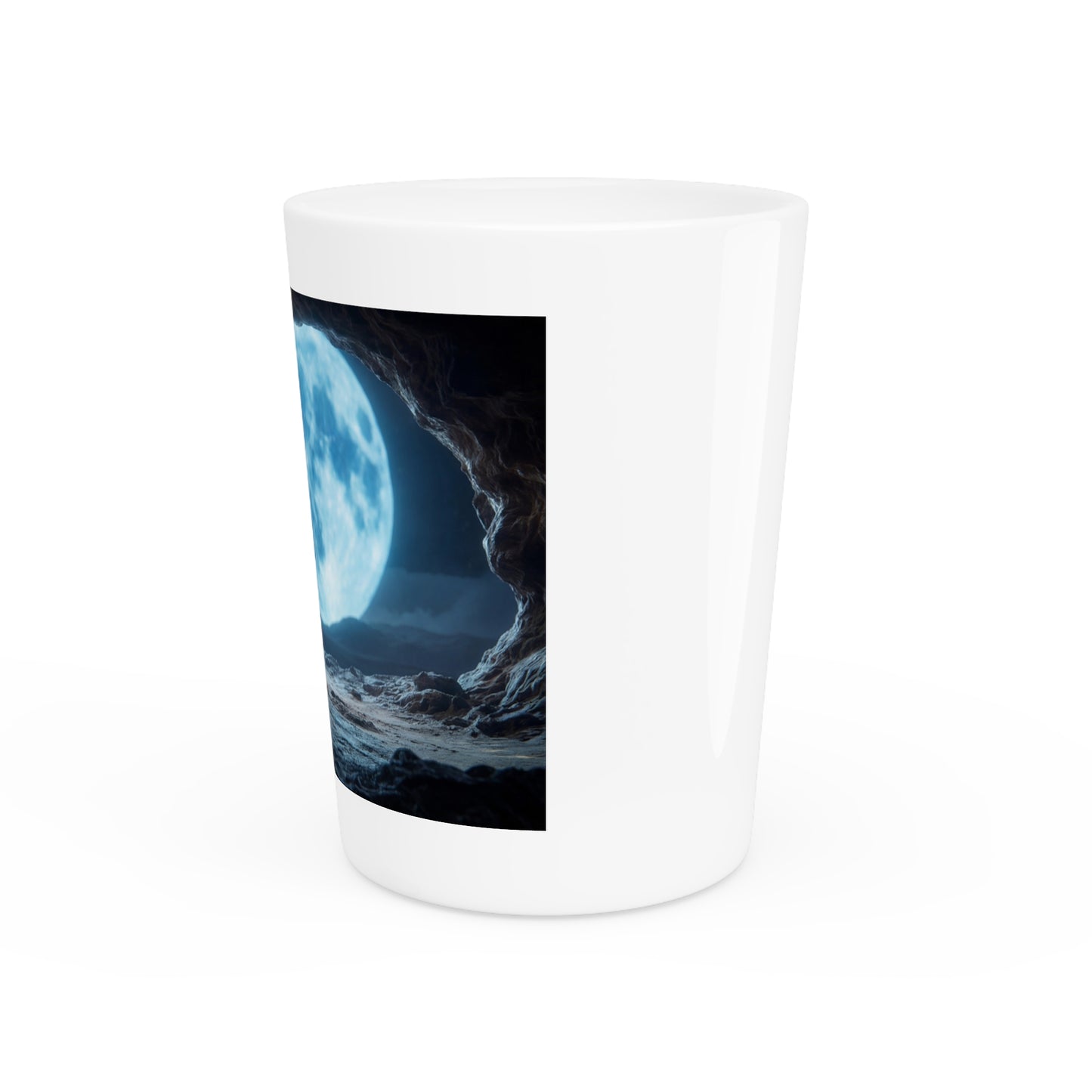 Moonlit Monk Shot Glass – Serene Cave Meditation Scene
