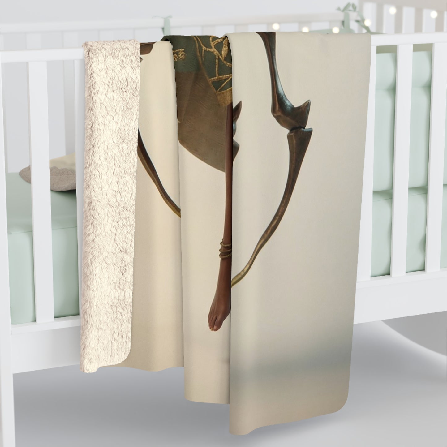 Ethereal Sentinel Sherpa Fleece Blanket – Verdant Guardian with Thorn Halo