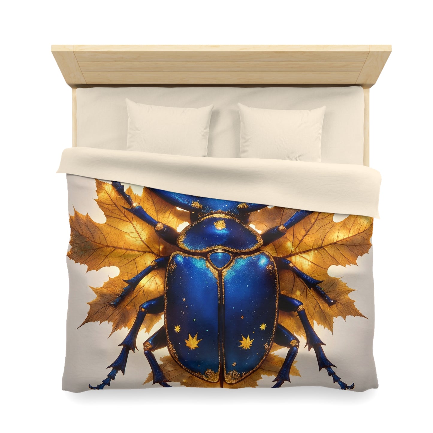 Celestial Beetle Microfiber Duvet Cover – Night Sky Amidst Autumn Leaves