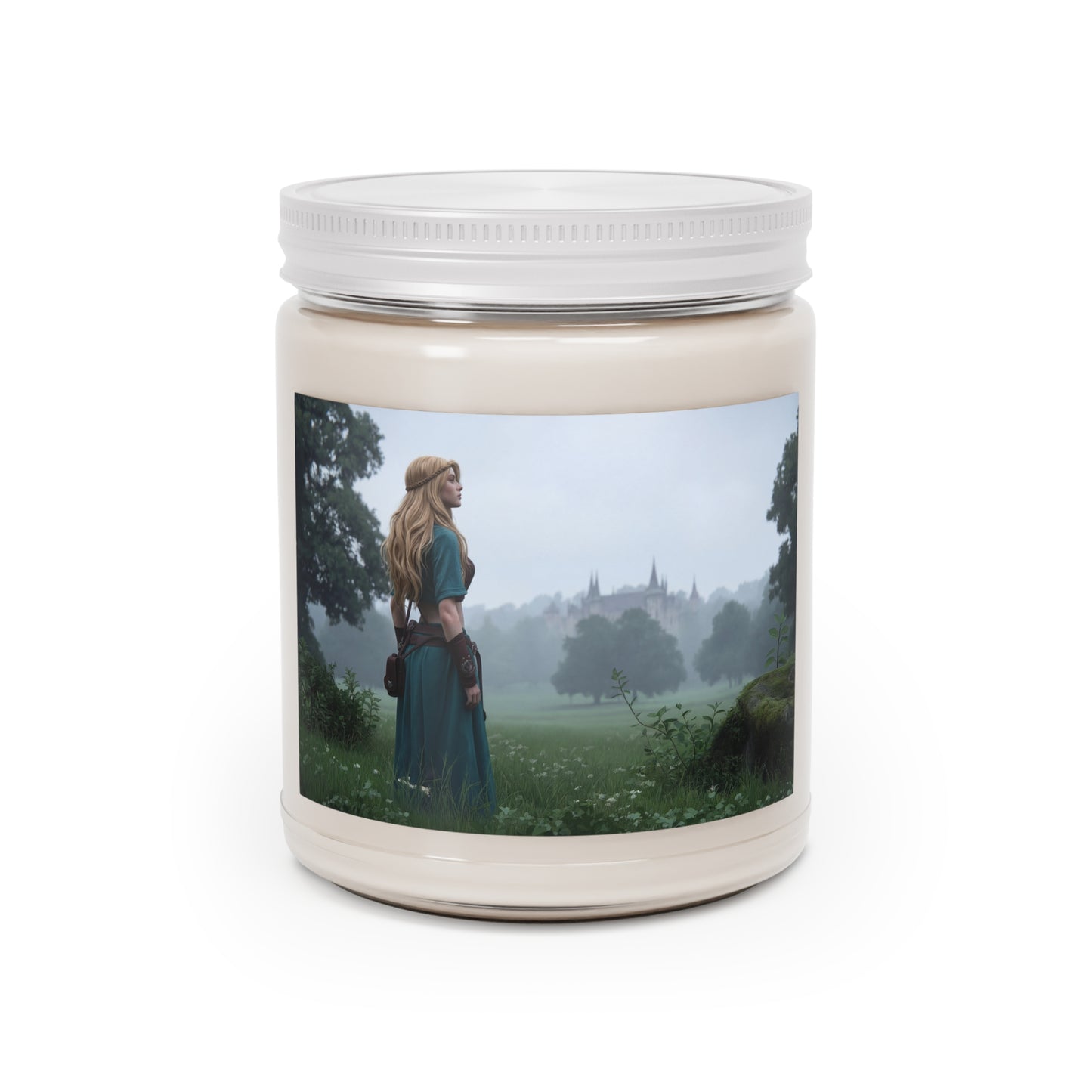 Misty Meadow Wanderer Scented Soy Candles with White Lid, 9oz – Whisper of Ancient Woods