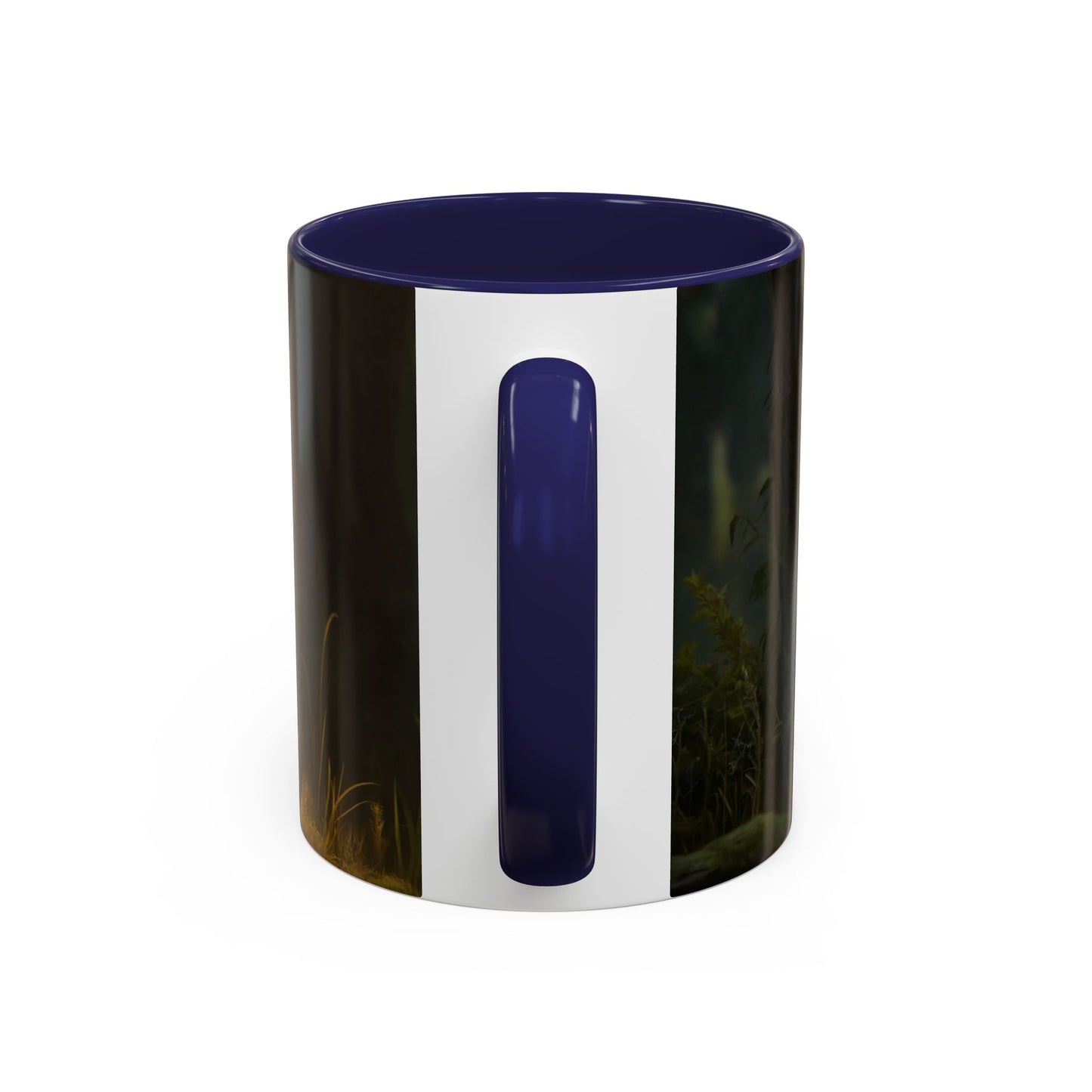 Forest Sentinel Accent Coffee Mug (11, 15oz) – Luminescent Guardian in Dappled Light