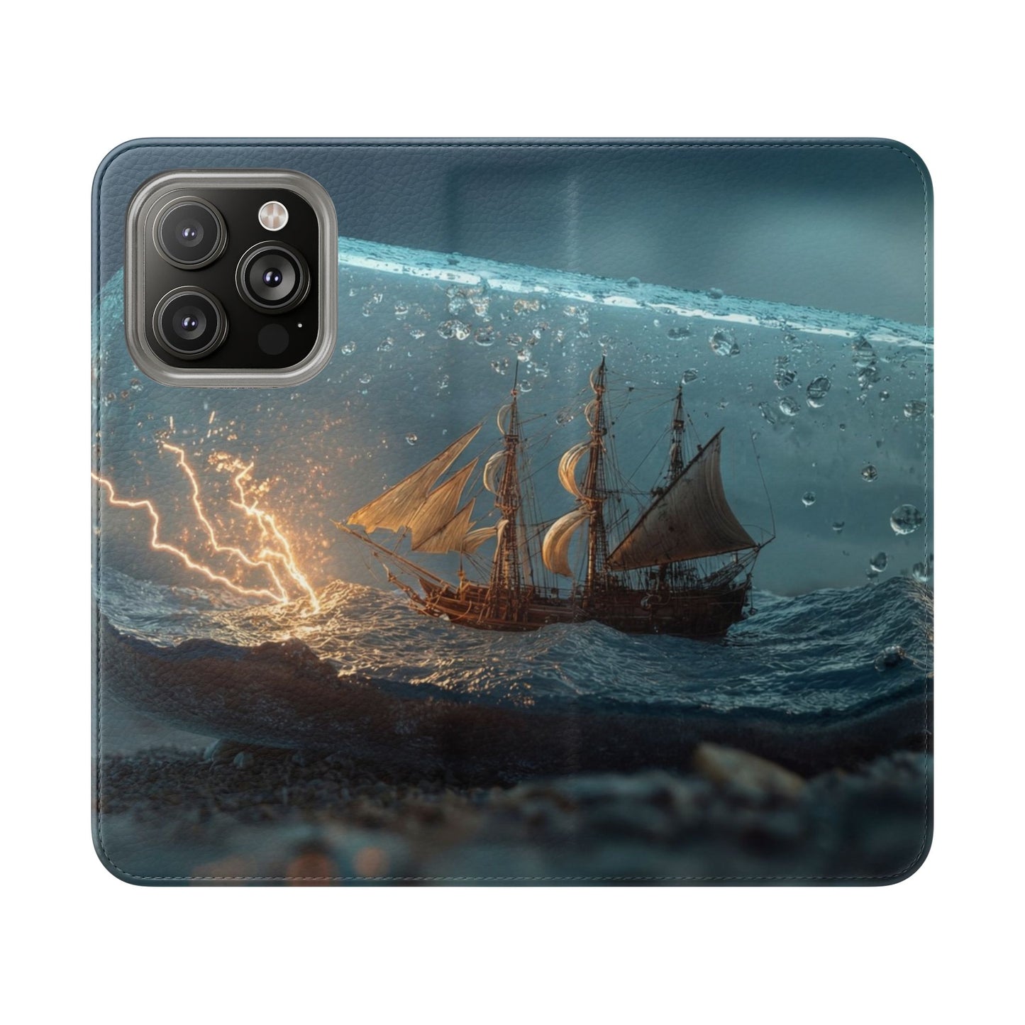 Storm-Struck Galleon Flip Cases – Lightning Inside Glass Bottle