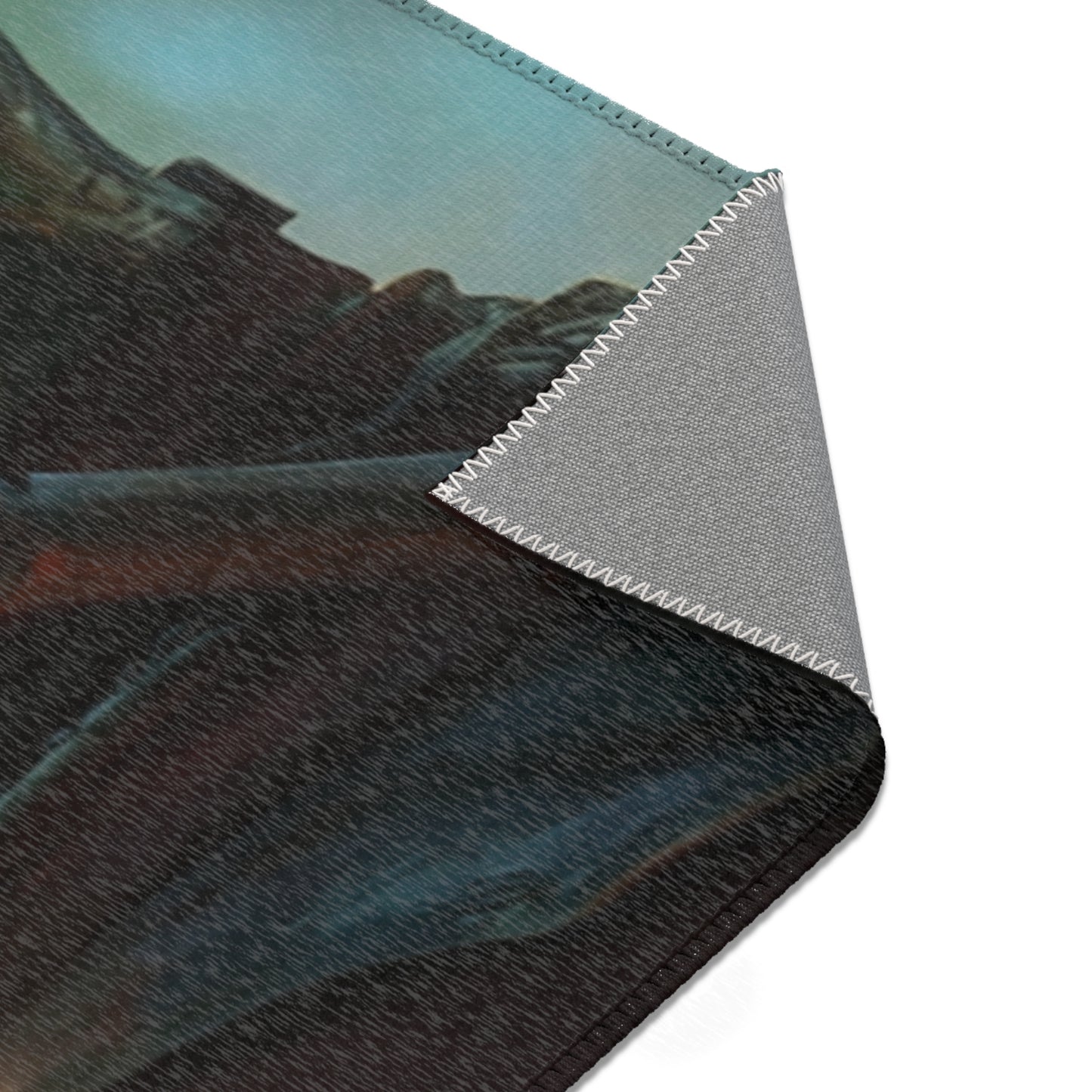 Elf Knight and Dragon Companion Area Rug – Sunlit Crystal Grove Sanctuary