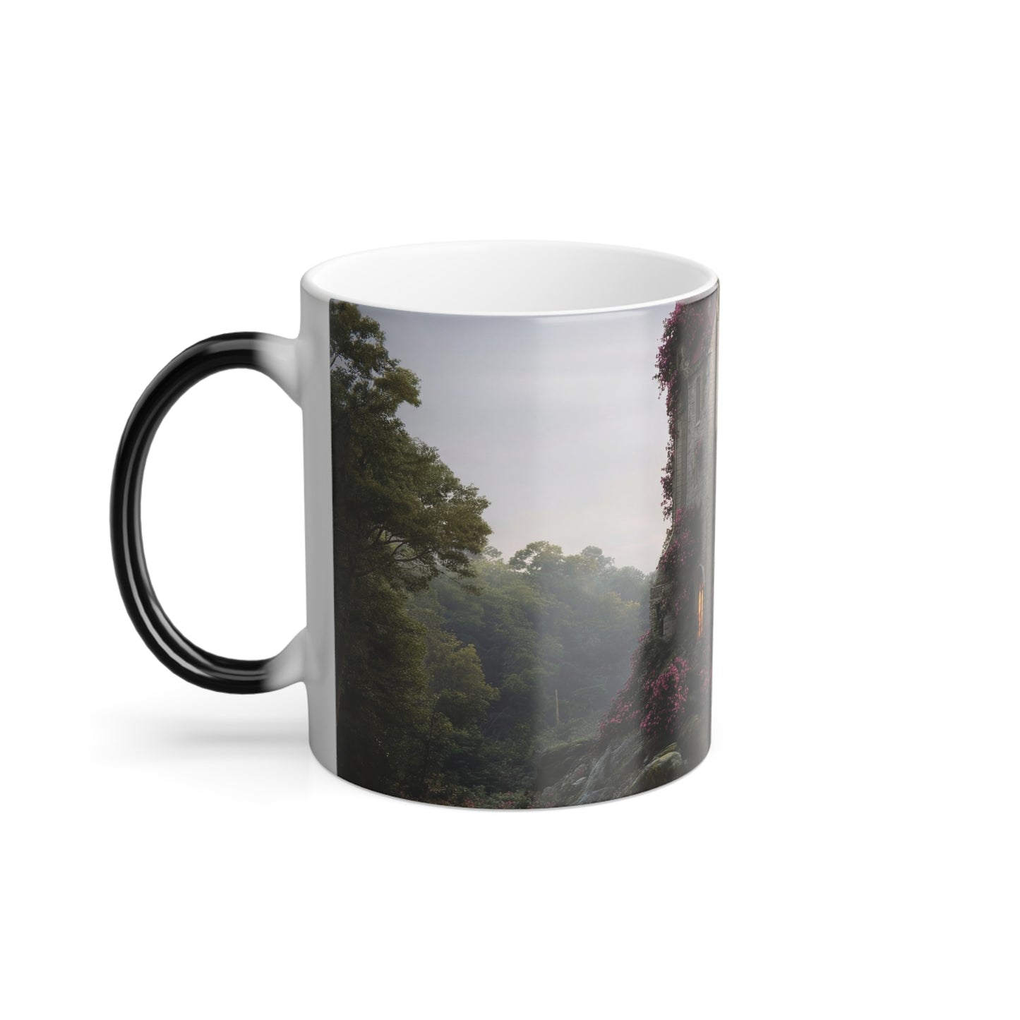 Rose-Encrusted Castle Mug, 11oz – Twilight Garden Sanctuary