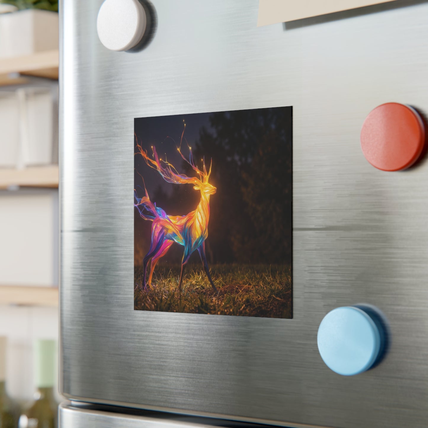 Chromatic Stag Square Magnet – Twilight Forest Luminescence