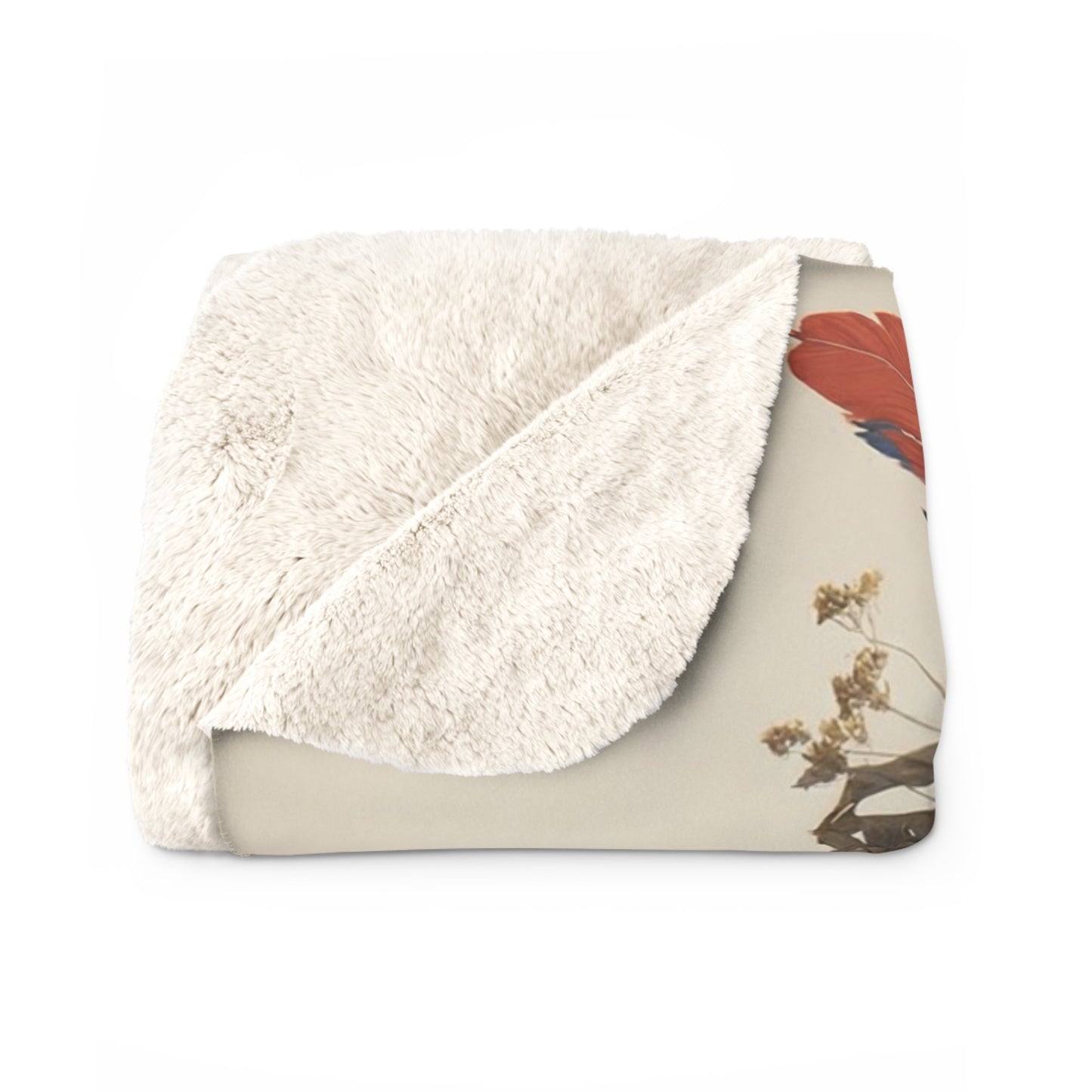 Hermit Sage Sherpa Fleece Blanket – Mossy Cap & Mushroom Staff