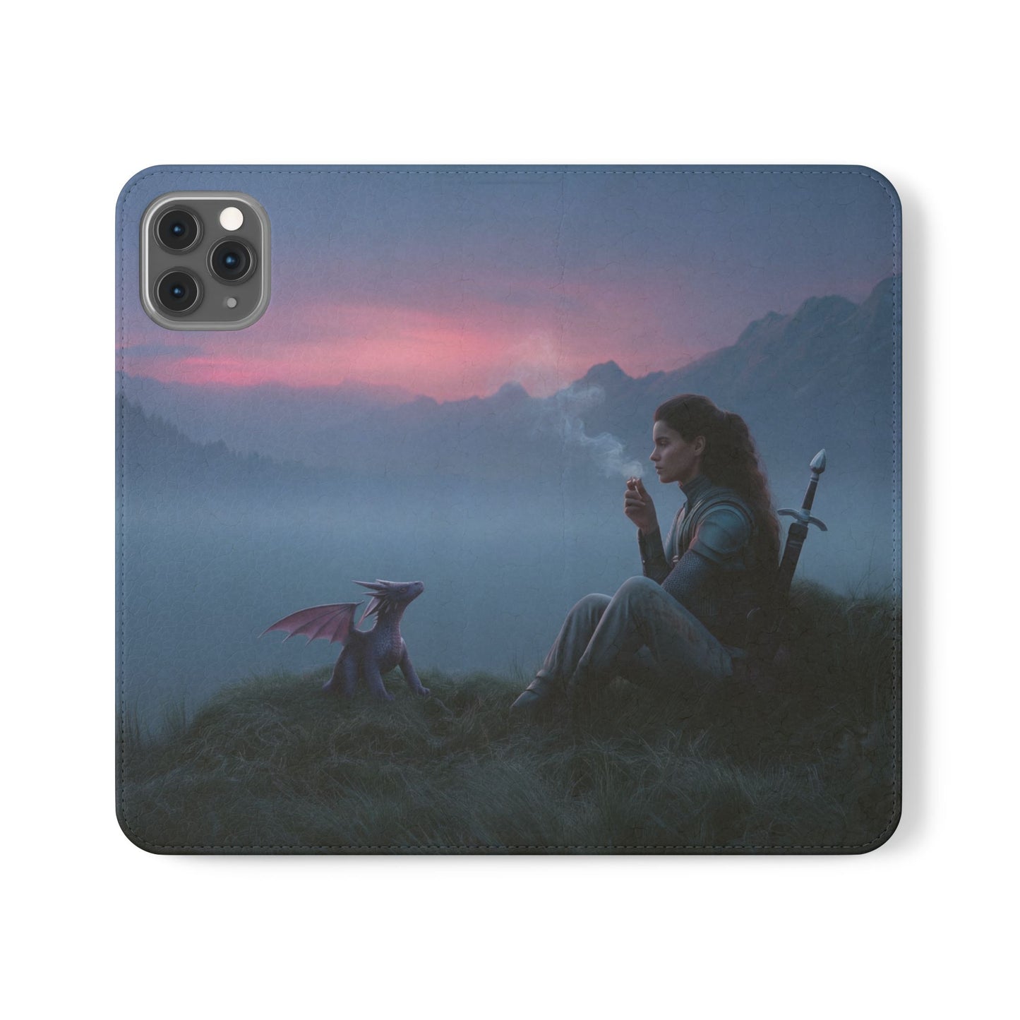 Silent Guardian Flip Cases – Misty Dawn Warrior and Dragon Companion