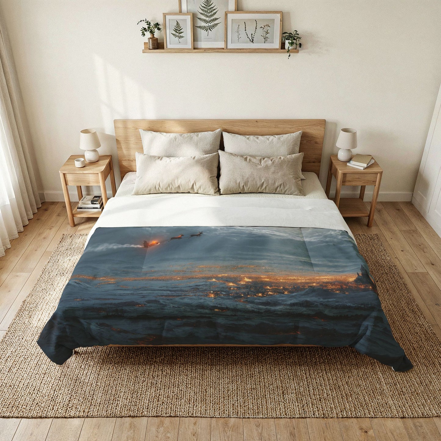 Moonlit Sleigh Cotton Comforter – Winter Eve Guardianscape
