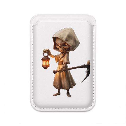 Lantern-Bearing Reaper Vegan Wallet – Hooded Sentinel with Skull-Top Scythe