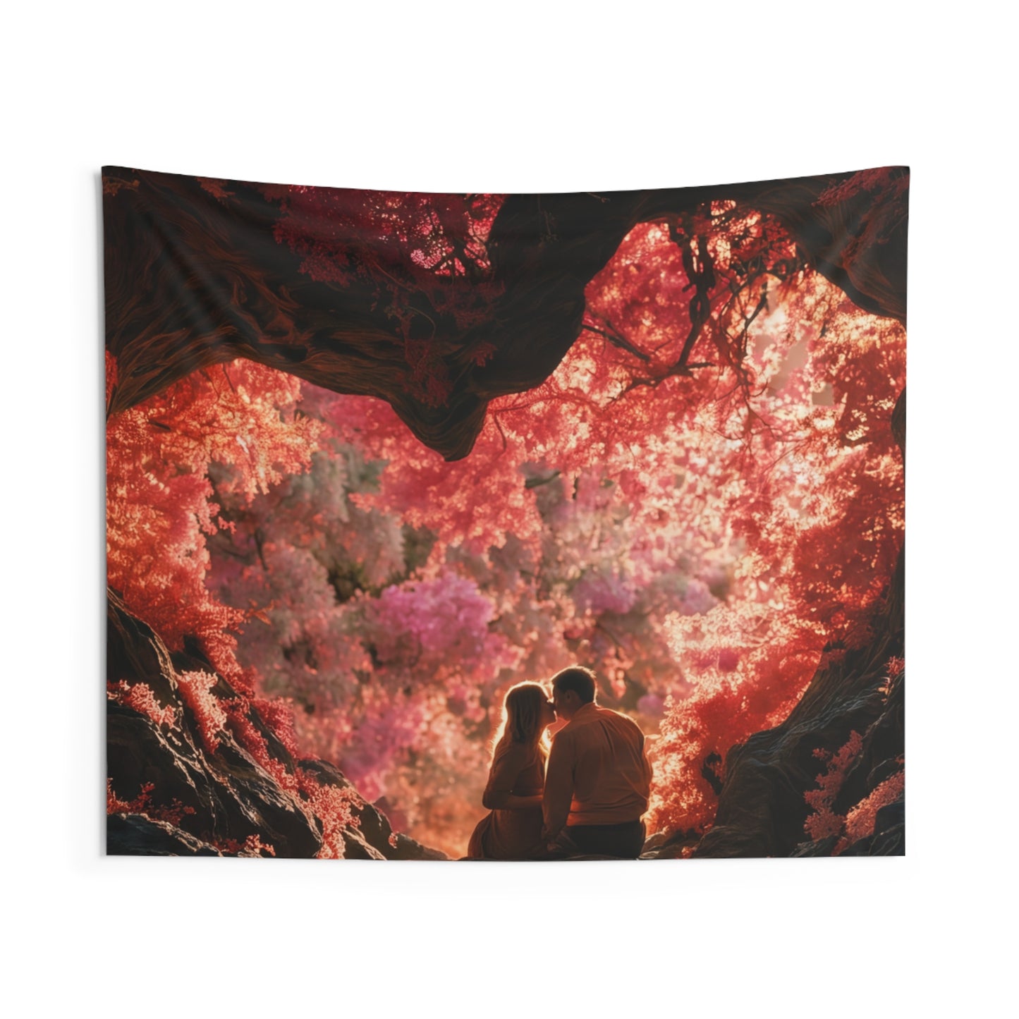 Crimson Canopy Love Tapestries – Whispers of the Pink Grove