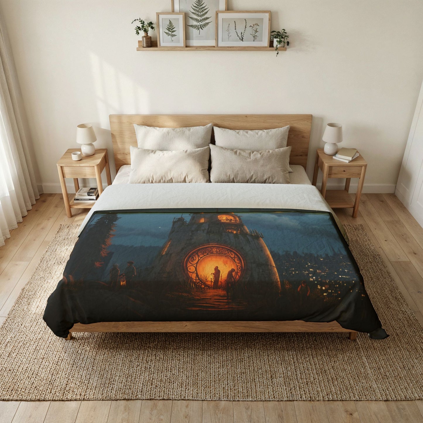 Astronomer’s Spire Duvet Cover – Moonlit Observatory Tower