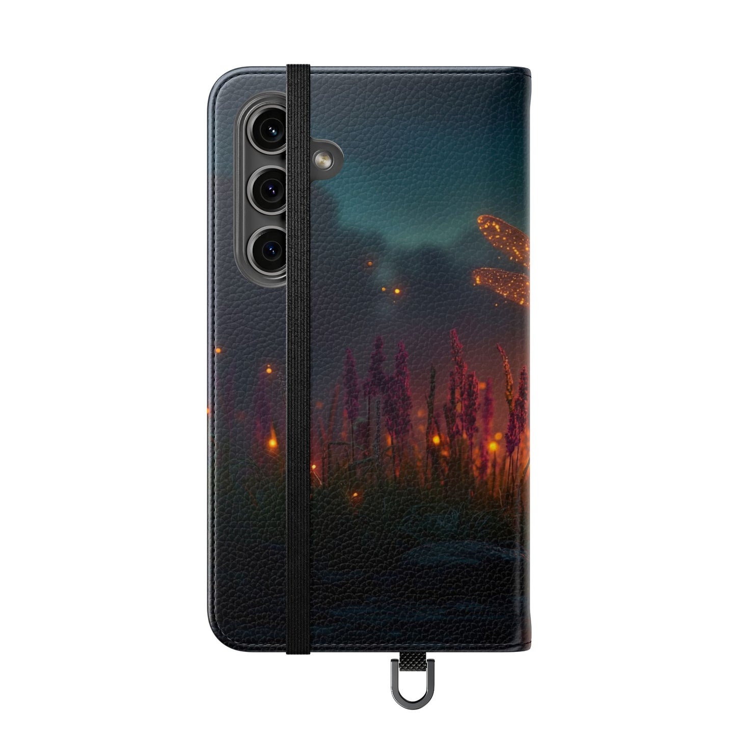 Bioluminescent Dragonfly Flip Cases – Glowing Amber Wings Over Twilight Marsh