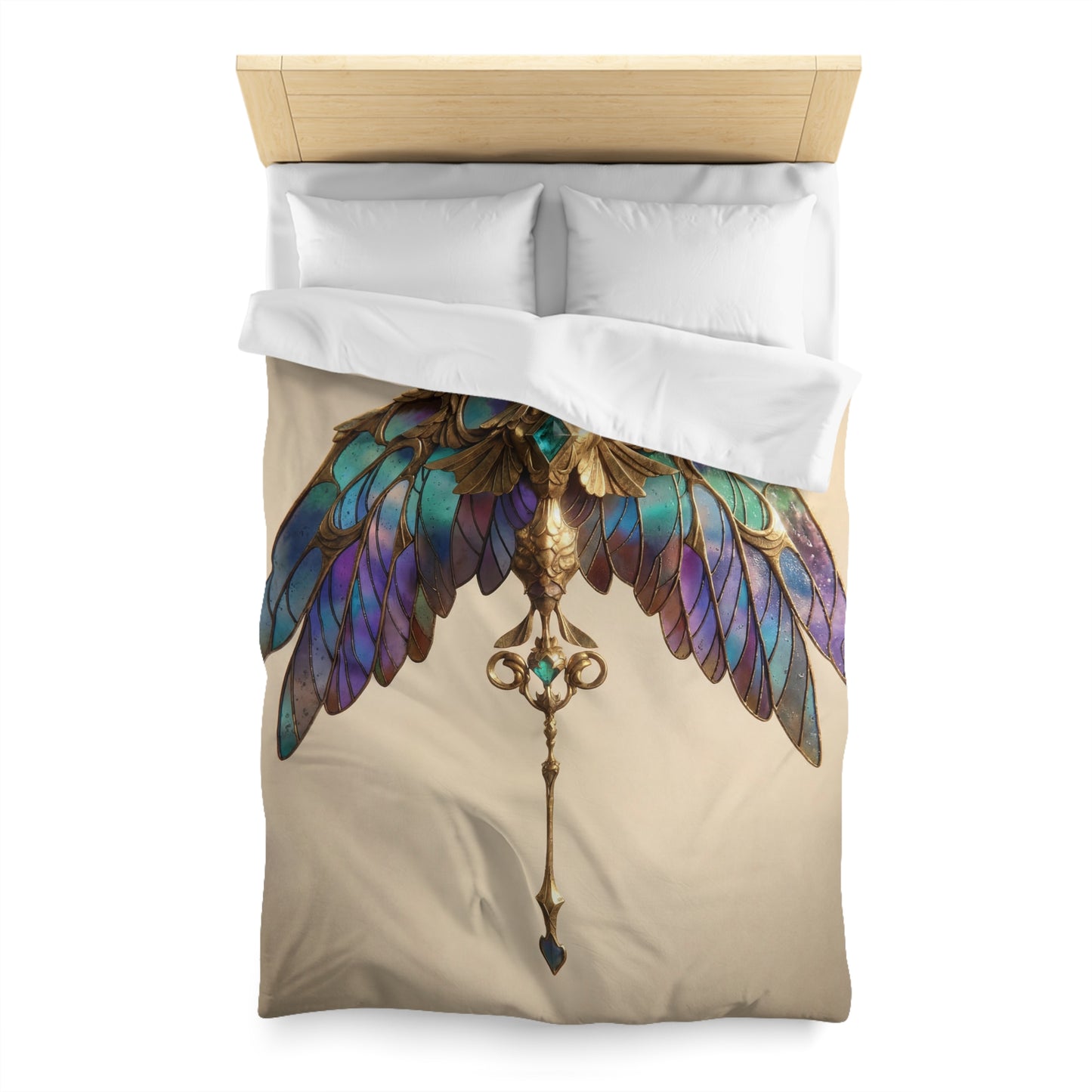 Celestial Phoenix Key Duvet Cover – Wings of Twilight and Starlight