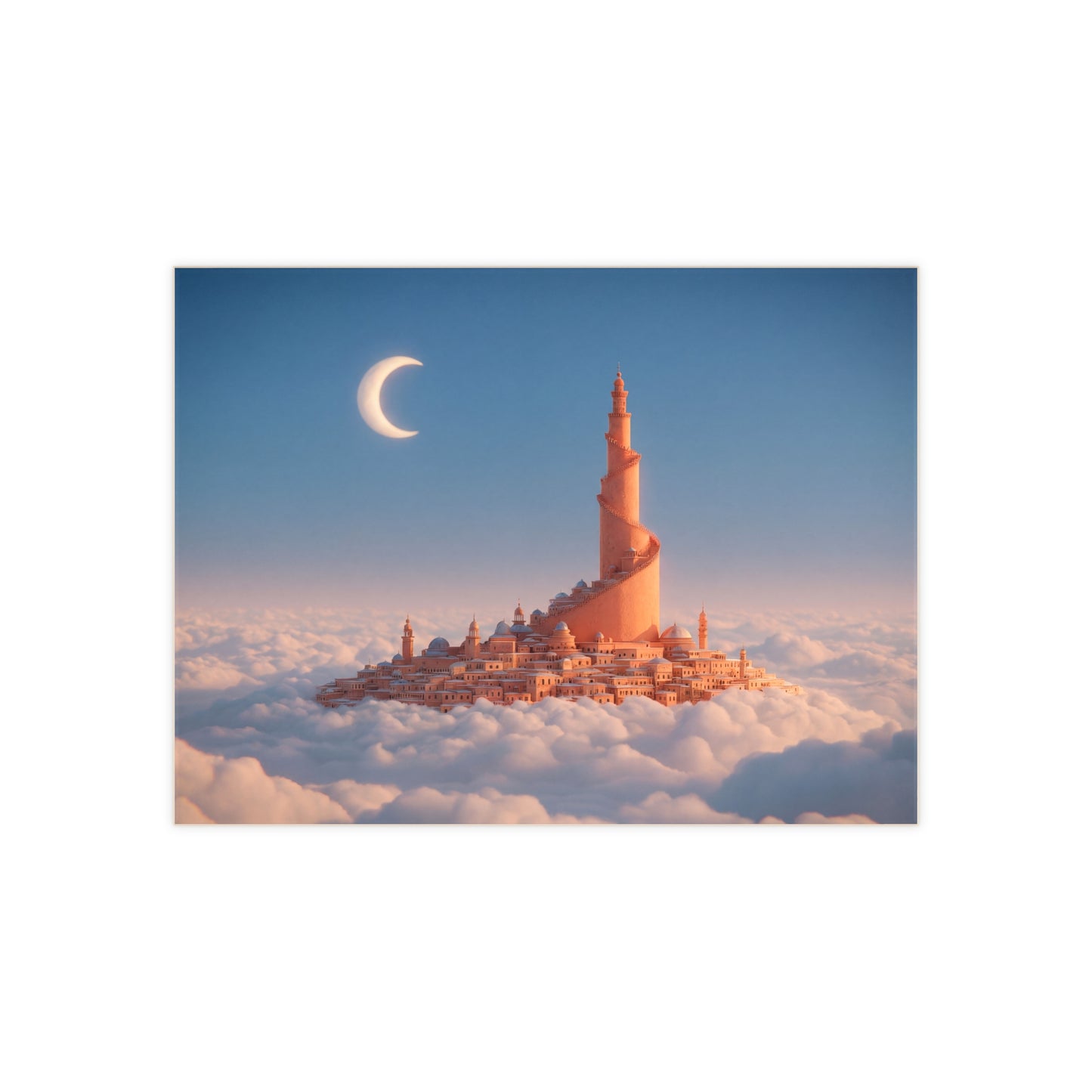 Cloud City Mosque Tile – Crescent Moon Above Floating Mosque