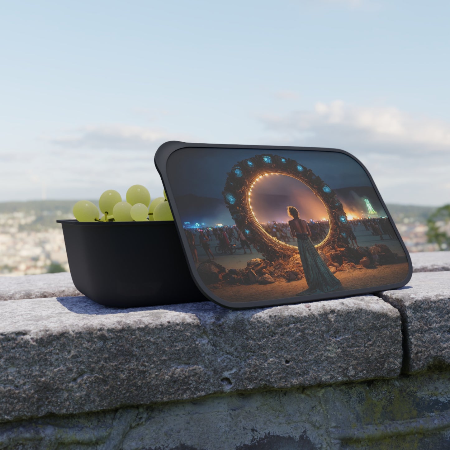 Portal to the Pulse PLA Bento Box with Band and Utensils – Glowing Threshold at Midnight