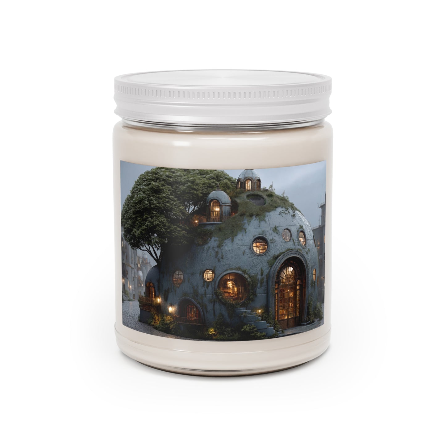 Sky-Rooted Dome House Scented Soy Candles with White Lid, 9oz – Twilight Sanctuary Glow