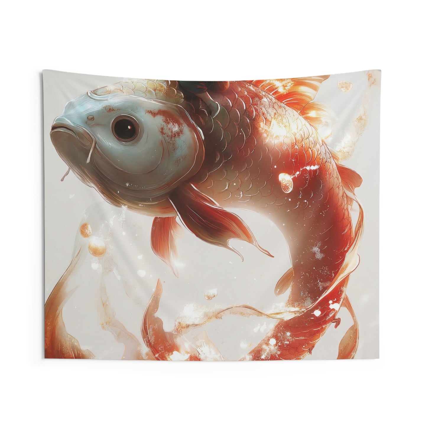 Child on Glowing Goldfish Indoor Wall Tapestries – Whimsical Journey Through Liquid Light