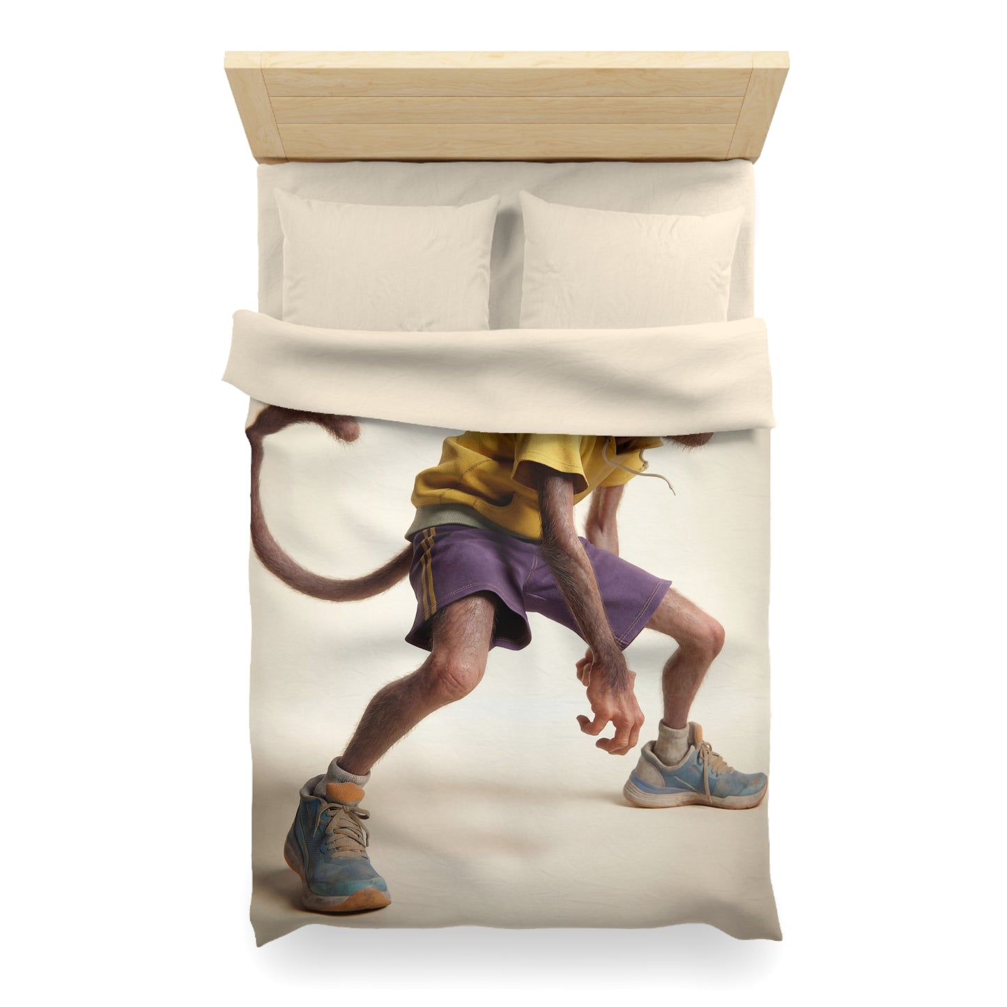 Streetwise Monkey Microfiber Duvet Cover – Athletic Pose in Neon Glow